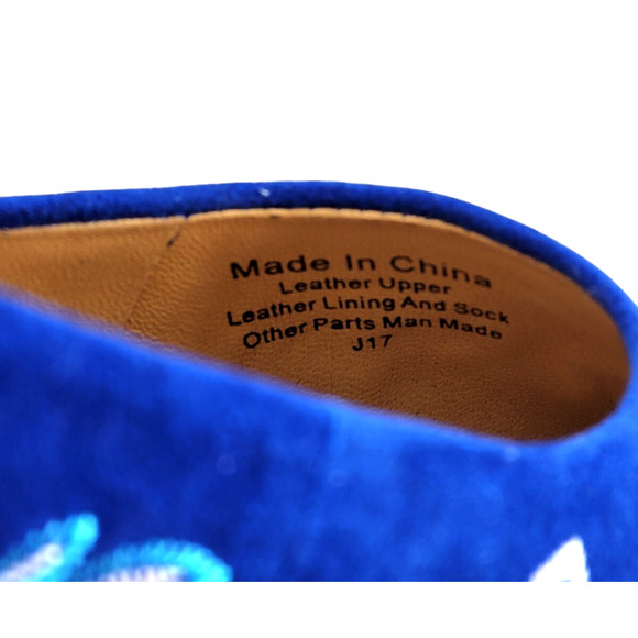 Trotters Estee Embroidered Suede Flats Blue Floral Leather Slip-On Ballet Shoes - Picture 5 of 6